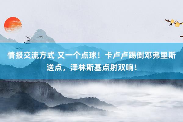 情报交流方式 又一个点球！卡卢卢踢倒邓弗里斯送点，泽林斯基点射双响！