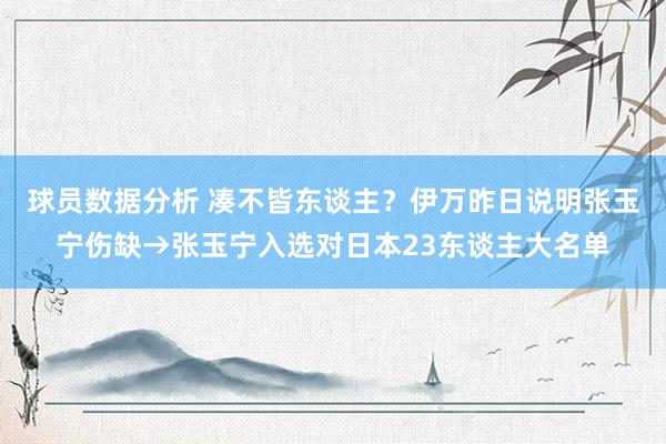 球员数据分析 凑不皆东谈主？伊万昨日说明张玉宁伤缺→张玉宁入选对日本23东谈主大名单