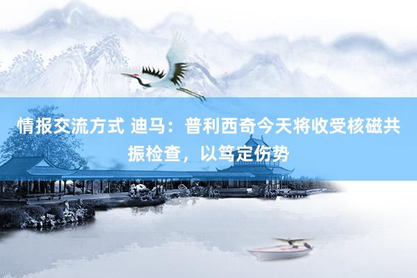 情报交流方式 迪马：普利西奇今天将收受核磁共振检查，以笃定伤势