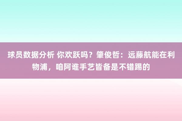 球员数据分析 你欢跃吗？肇俊哲：远藤航能在利物浦，咱阿谁手艺皆备是不错踢的