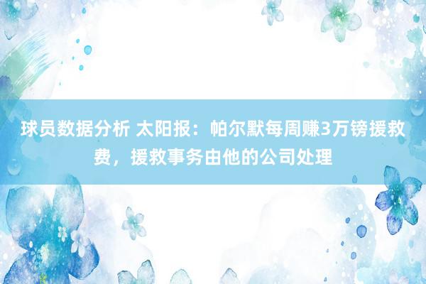 球员数据分析 太阳报：帕尔默每周赚3万镑援救费，援救事务由他的公司处理