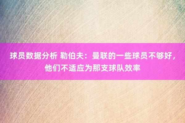 球员数据分析 勒伯夫：曼联的一些球员不够好，他们不适应为那支球队效率