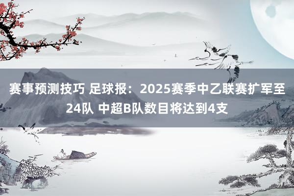 赛事预测技巧 足球报：2025赛季中乙联赛扩军至24队 中超B队数目将达到4支