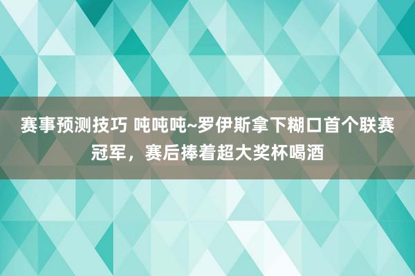 赛事预测技巧 吨吨吨~罗伊斯拿下糊口首个联赛冠军，赛后捧着超大奖杯喝酒