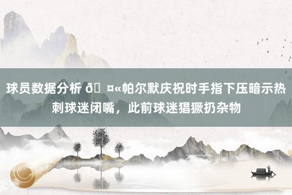 球员数据分析 🤫帕尔默庆祝时手指下压暗示热刺球迷闭嘴，此前球迷猖獗扔杂物