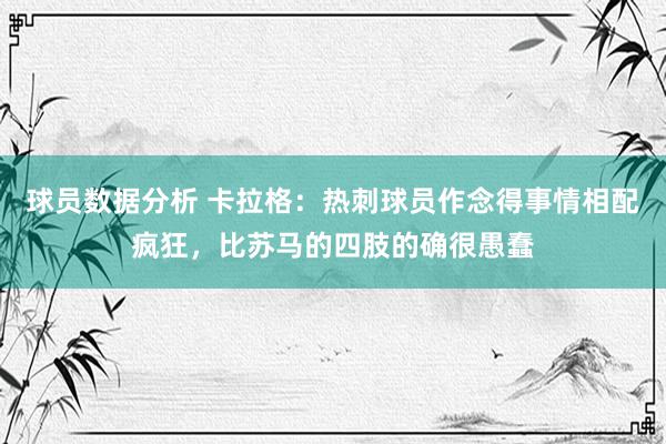 球员数据分析 卡拉格：热刺球员作念得事情相配疯狂，比苏马的四肢的确很愚蠢