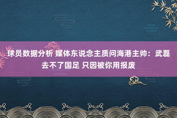 球员数据分析 媒体东说念主质问海港主帅：武磊去不了国足 只因被你用报废