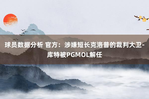 球员数据分析 官方：涉嫌短长克洛普的裁判大卫-库特被PGMOL解任